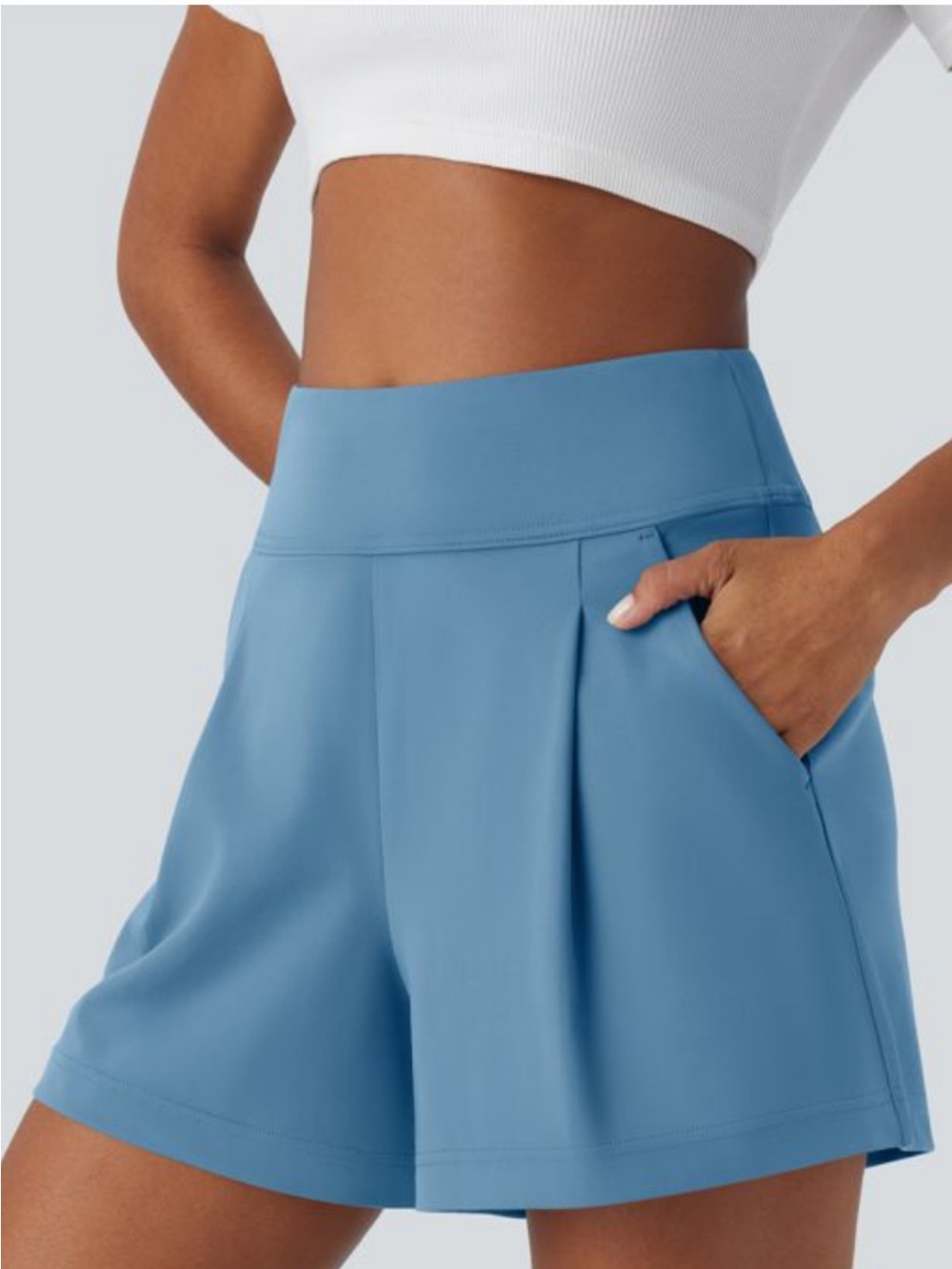 HALARA Light Azure High-Waist Women’s Athletic Shorts